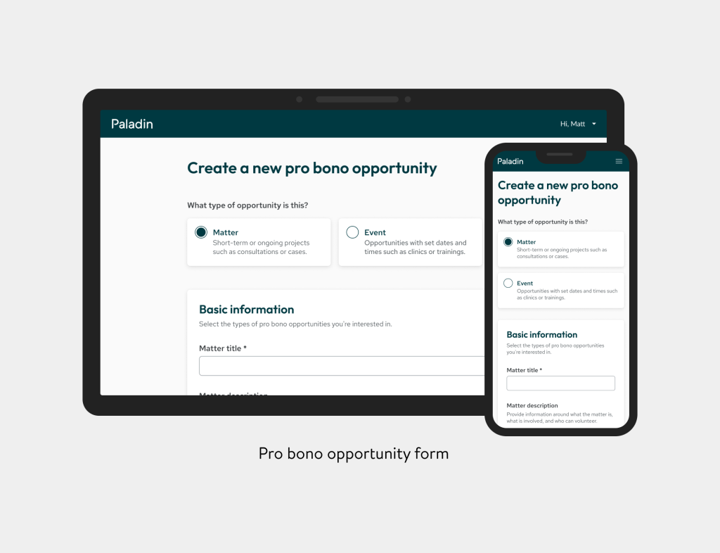 Image of new opportunity form content hierarchy and design.