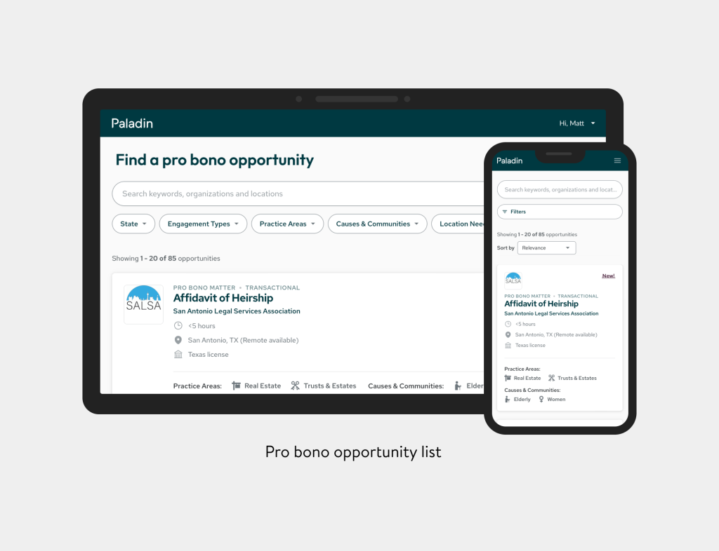Image of new opportunity list with improved search and filter.