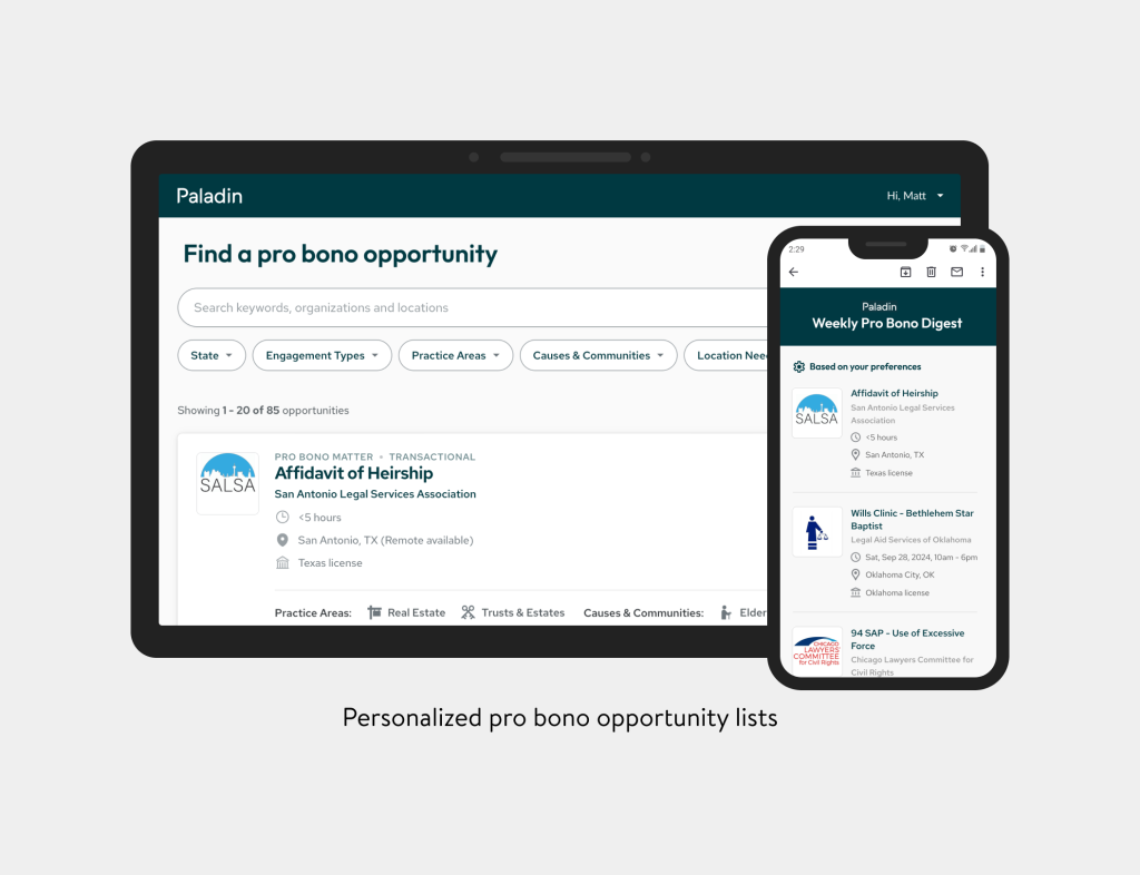New opportunity list and weekly digest with personalization parity.