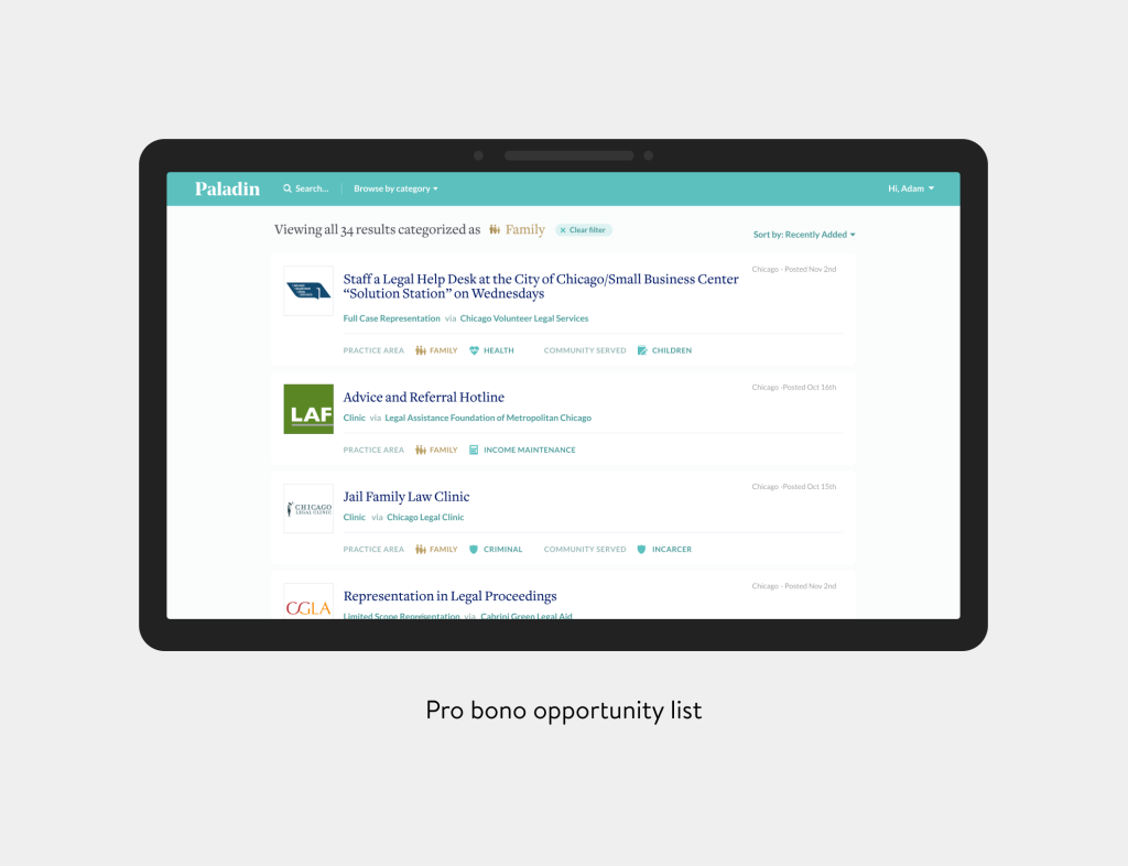 Image of old opportunity list with unintuitive search and filter.